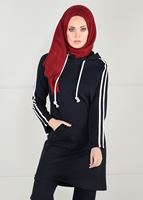 Vêtements hijab BLEU MARINE TUNIQUE DE SURVÊTEMENT À RAYURES 0051