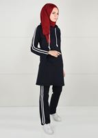 Vêtements hijab BLEU MARINE TUNIQUE DE SURVÊTEMENT À RAYURES 0051