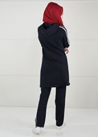 Vêtements hijab BLEU MARINE TUNIQUE DE SURVÊTEMENT À RAYURES 0051