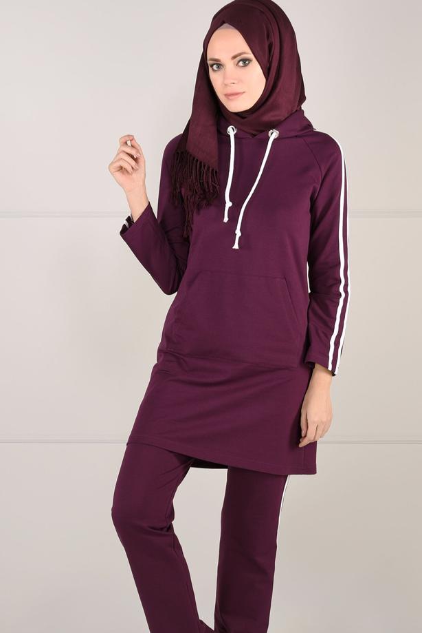 Vêtements hijab  STRIPE DETAIL TRACKSUIT TUNIC 0051  - TRENDTESETTÜR