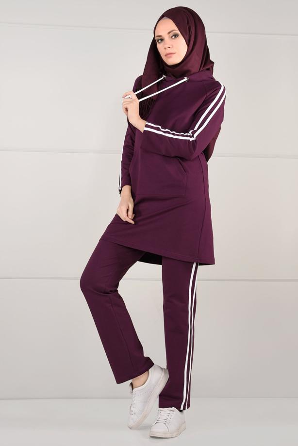 Vêtements hijab  STRIPE DETAIL TRACKSUIT TUNIC 0051  - TRENDTESETTÜR