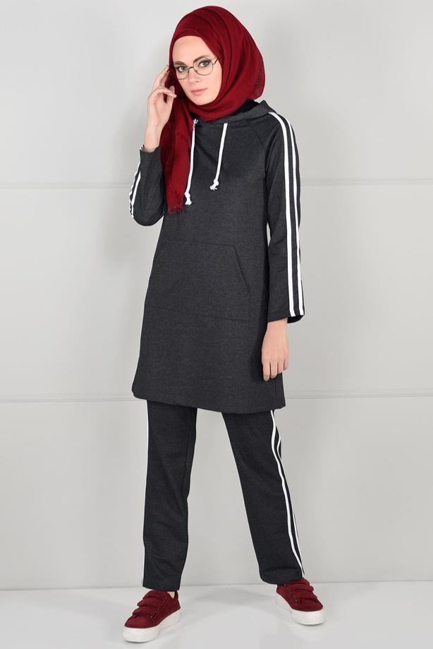 Vêtements hijab  STRIPE DETAIL TRACKSUIT TUNIC 0051  - TRENDTESETTÜR
