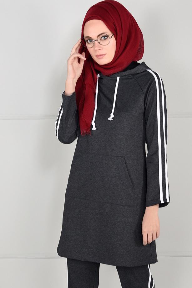 Vêtements hijab  STRIPE DETAIL TRACKSUIT TUNIC 0051  - TRENDTESETTÜR