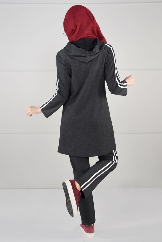 Vêtements hijab  STRIPE DETAIL TRACKSUIT TUNIC 0051  - TRENDTESETTÜR
