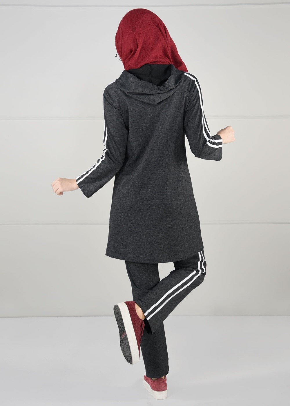 Vêtements hijab GRIS TUNIQUE DE SURVÊTEMENT À RAYURES 0051