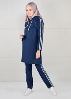 Vêtements hijab BLEU MARINE TUNIQUE DE SURVÊTEMENT À RAYURES 0051