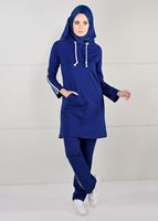Vêtements hijab BLEU MARINE TUNIQUE DE SURVÊTEMENT À RAYURES 0051