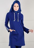 Vêtements hijab BLEU MARINE TUNIQUE DE SURVÊTEMENT À RAYURES 0051