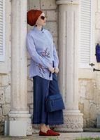 Tesettür giyim LACİVERT T 8352 Magazin-Bol Kesim Denim Pantolon