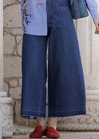 Tesettür giyim LACİVERT T 8352 Magazin-Bol Kesim Denim Pantolon