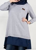 Tesettür giyim GRİ PENYE TUNİK 50115 