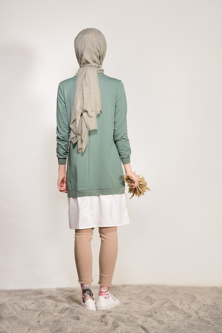 Tesettür giyim YEŞİL PENYE TUNİK 50115 