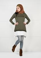 Tesettür giyim HAKİ PENYE TUNİK 50115 