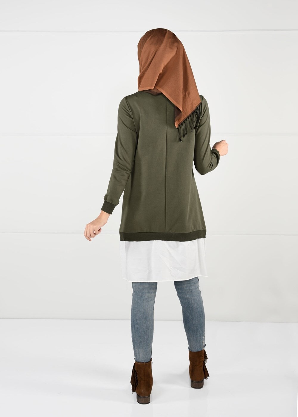 Tesettür giyim HAKİ PENYE TUNİK 50115 