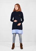 Tesettür giyim LACİVERT PENYE TUNİK 50115 