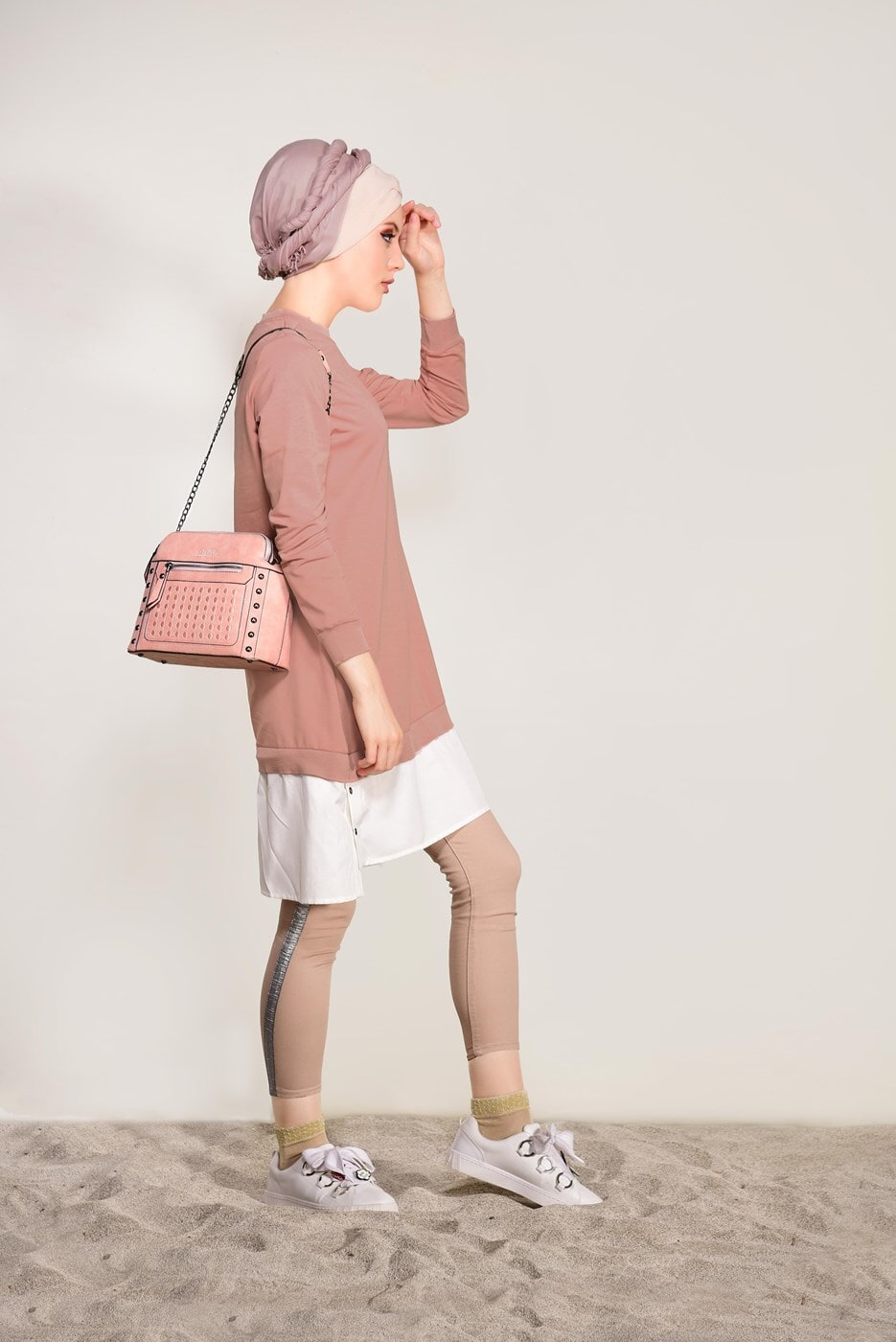 Tesettür giyim PUDRA PENYE TUNİK 50115 