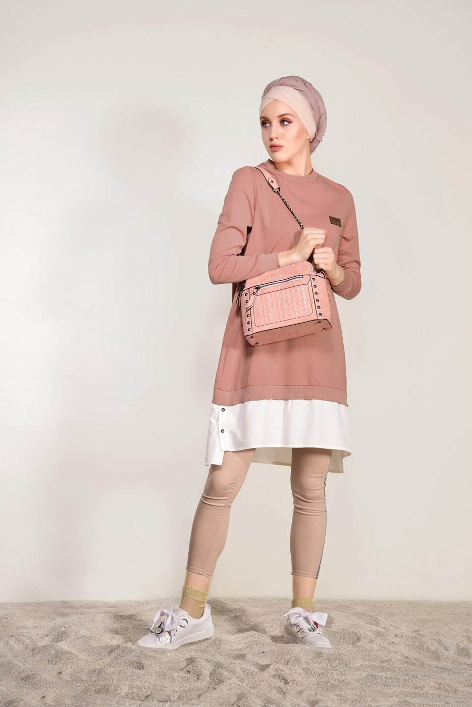 Tesettür giyim PUDRA PENYE TUNİK 50115 