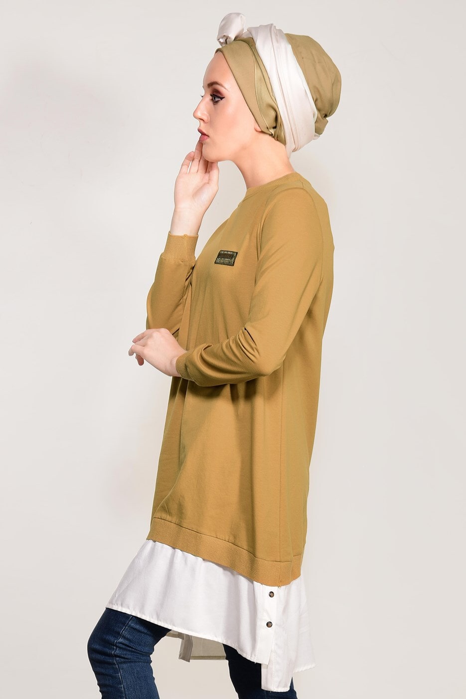 Tesettür giyim SARI PENYE TUNİK 50115 