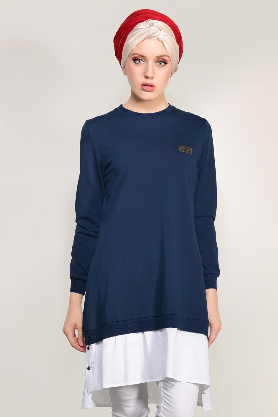 Tesettür giyim LACİVERT PENYE TUNİK 50115 