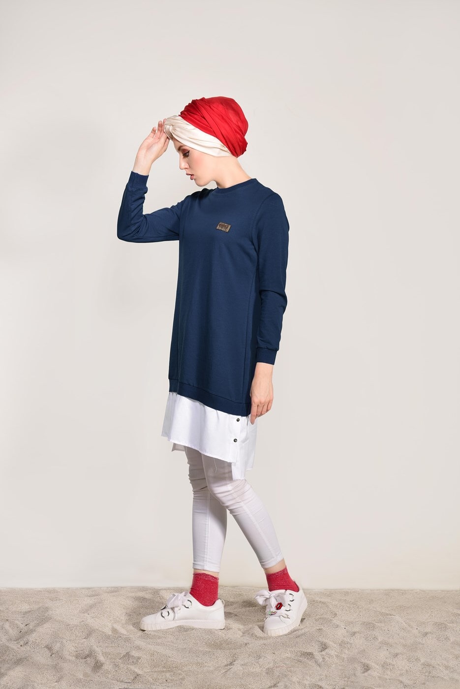 Tesettür giyim LACİVERT PENYE TUNİK 50115 