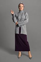 Tesettür giyim GRİ SAÇ ÖRGÜLÜ TRİKO HIRKA 0919 