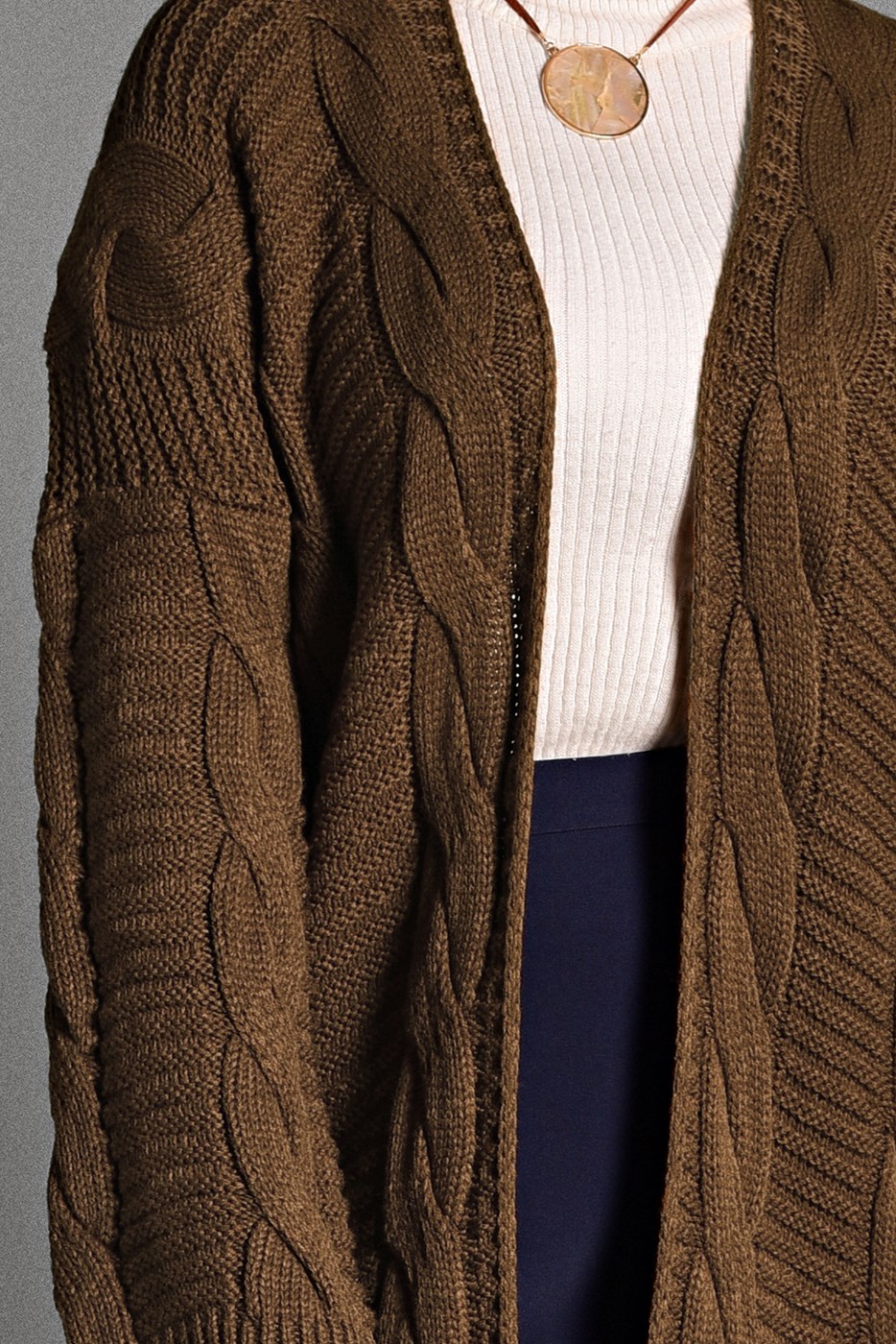 Tesettür giyim TABA SAÇ ÖRGÜLÜ TRİKO HIRKA 0919 