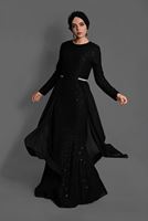 Tesettür giyim SİYAH DANTEL DETAYLI ABİYE ELBİSE 08625 