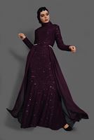 Tesettür giyim MOR DANTEL DETAYLI ABİYE ELBİSE 08625 