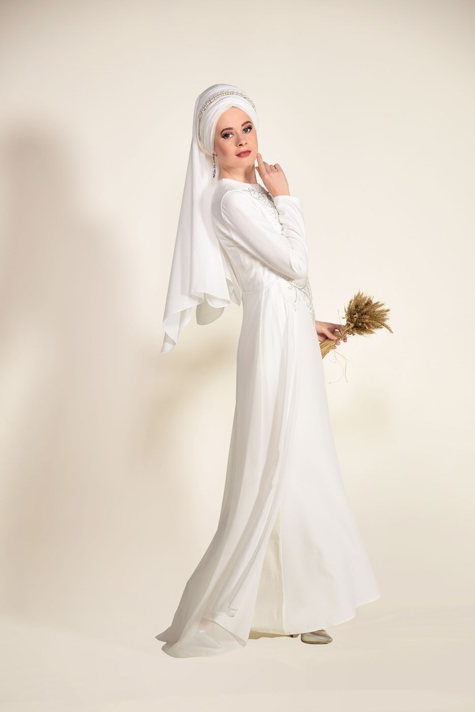 Vêtements hijab CRÈME Robe de Soirée T 09625 