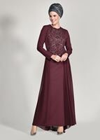Vêtements hijab ROUGE BORDEAUX Robe de Soirée T 09625 