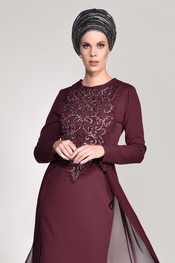 Vêtements hijab  Bead Embroidery Evening Dress T 09625  - TRENDTESETTÜR