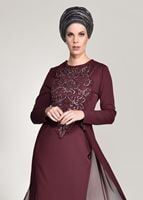 Vêtements hijab ROUGE BORDEAUX Robe de Soirée T 09625 