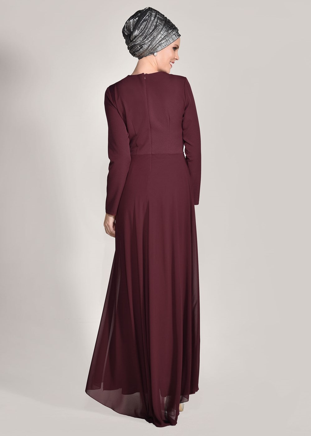 Vêtements hijab ROUGE BORDEAUX Robe de Soirée T 09625 