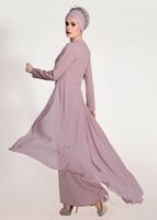 Tesettür giyim PUDRA BONCUK İŞLEME ABİYE ELBİSE 09625 