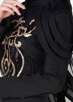 Vêtements hijab NOIR ROBE DE SOIRÉE MANTEAU 18102