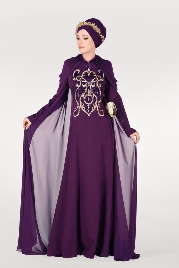 Vêtements hijab  EVENING DRESS WITH CAPE 18102  - TRENDTESETTÜR