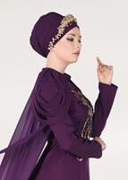 Hijab clothing PURPLE EVENING DRESS WITH CAPE 18102 