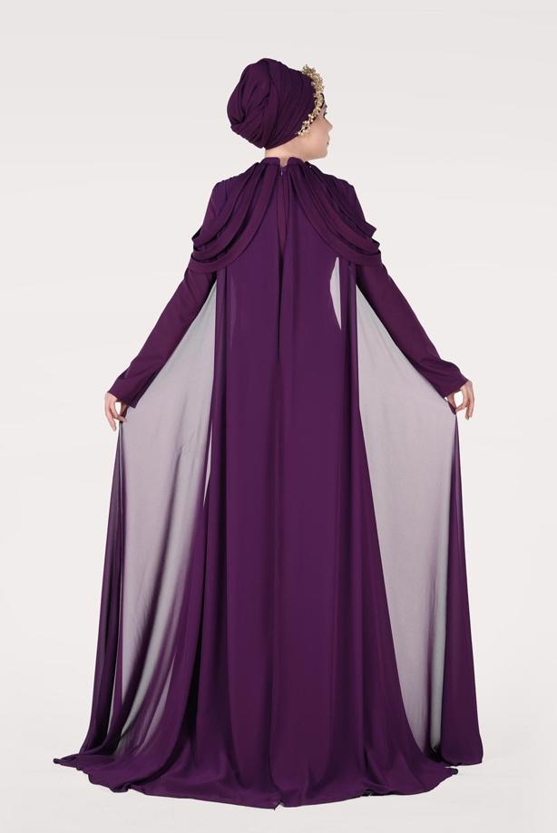 Vêtements hijab  EVENING DRESS WITH CAPE 18102  - TRENDTESETTÜR