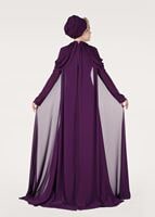 Hijab clothing PURPLE EVENING DRESS WITH CAPE 18102 