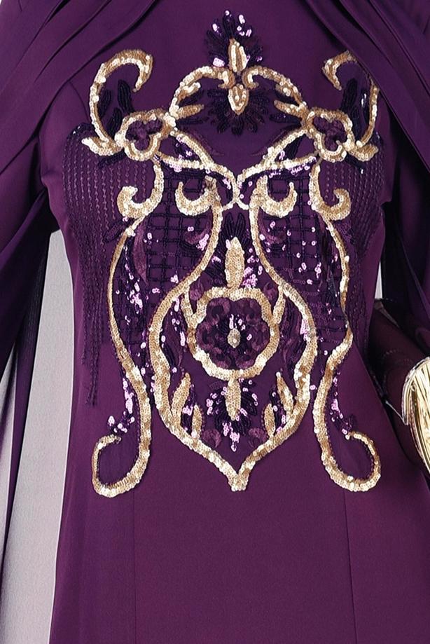 Vêtements hijab  EVENING DRESS WITH CAPE 18102  - TRENDTESETTÜR
