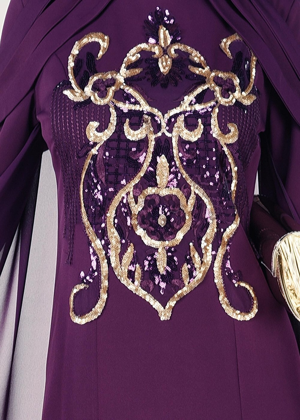 Hijab clothing PURPLE EVENING DRESS WITH CAPE 18102 