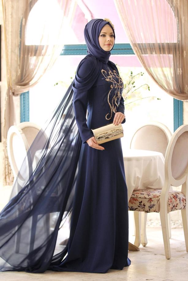 Vêtements hijab  EVENING DRESS WITH CAPE 18102  - TRENDTESETTÜR