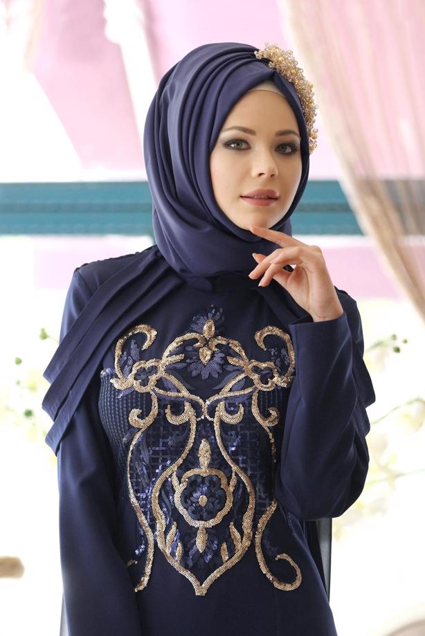 Tesettür giyim  PELERİNLİ ABİYE ELBİSE 18102  - TRENDTESETTÜR