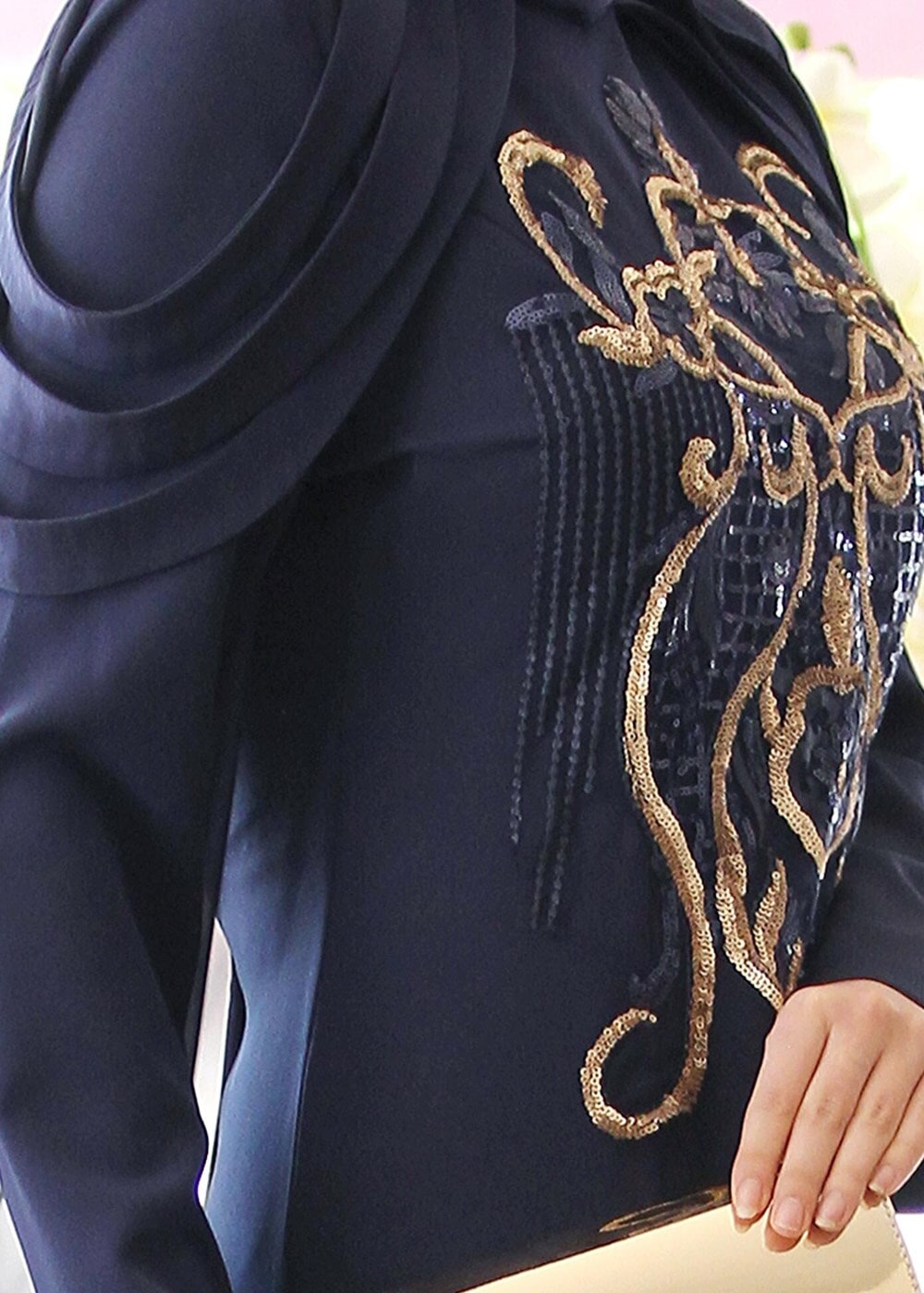 Hijab clothing NAVY BLUE EVENING DRESS WITH CAPE 18102 