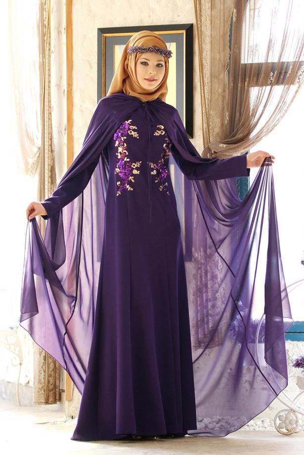 Vêtements hijab  EVENING DRESS WITH CAPE 38102  - TRENDTESETTÜR