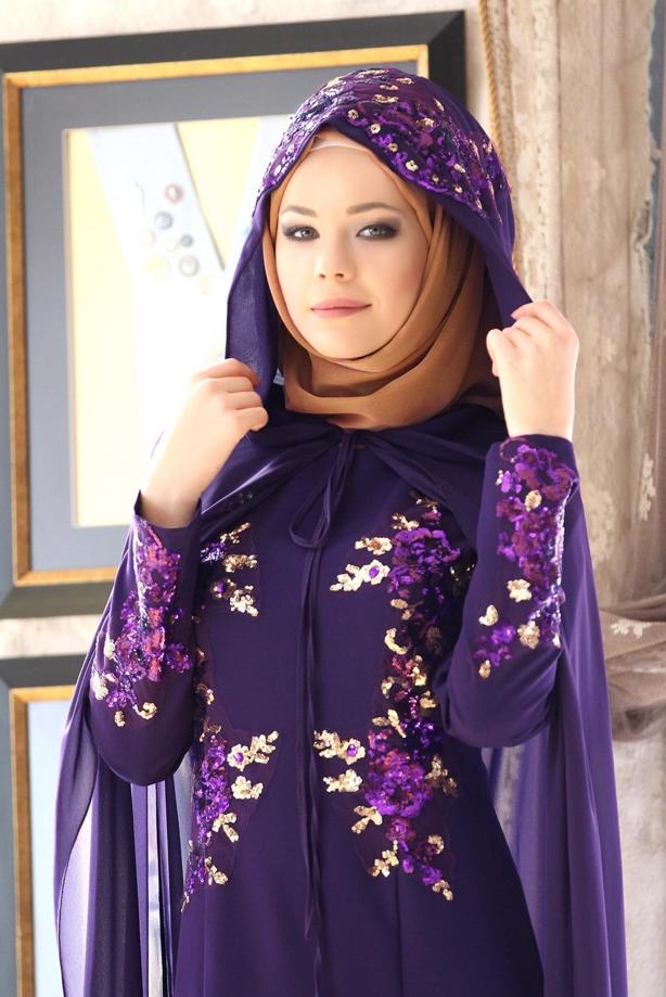 Vêtements hijab  EVENING DRESS WITH CAPE 38102  - TRENDTESETTÜR