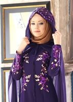 Hijab clothing PURPLE EVENING DRESS WITH CAPE 38102 