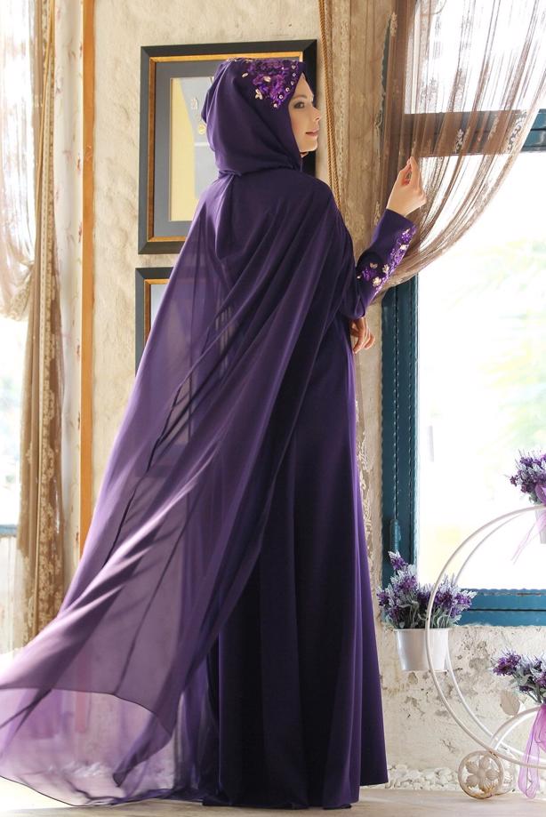 Vêtements hijab  EVENING DRESS WITH CAPE 38102  - TRENDTESETTÜR