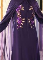 Hijab clothing PURPLE EVENING DRESS WITH CAPE 38102 