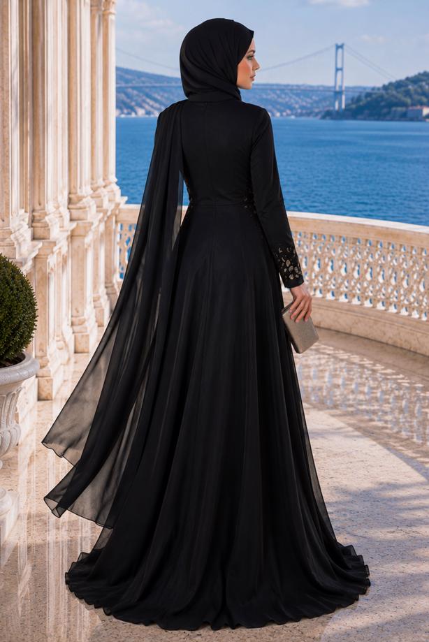 Hijab clothing  EMBROIDERY DETAIL EVENING DRESS 48102  - TRENDTESETTÜR